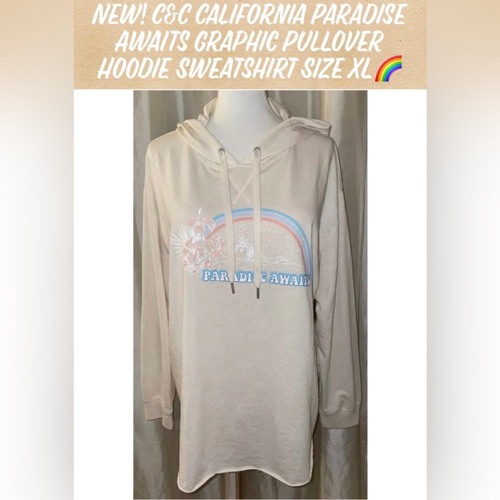 New! C&C California Paradise Awaits Graphic Pullover
Hoodie Sweatshirt Size XL🌈